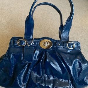 Blue Coach patent leather purse